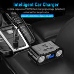 STHIRA® Car Charger, 60W Cigarette Lighter Splitter with PD 22W Type-C, QC USB Ports, 12V/24V Car Charger Car Lighter Adapter with LED Voltage Display Car Charger Fast Charging for GPS Phone