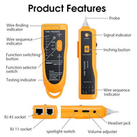 Serplex® Network Cable Tester RJ45 RJ11 Multi-Function Wire Tracer and Circuit Tester with Earphone for Cable Collation, Network & Telephone Line Test