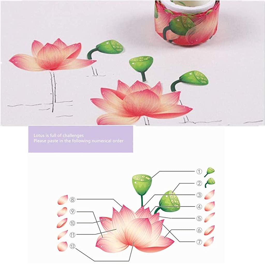 HASTHIP 4 Roll Creative Flower Petal Washi Tape, Masking Tape Decorative Decals, DIY Petal Stickers for Scrapbooking, Diary, Bullet Journal, Planner, 200 Petals/Roll (Pink)