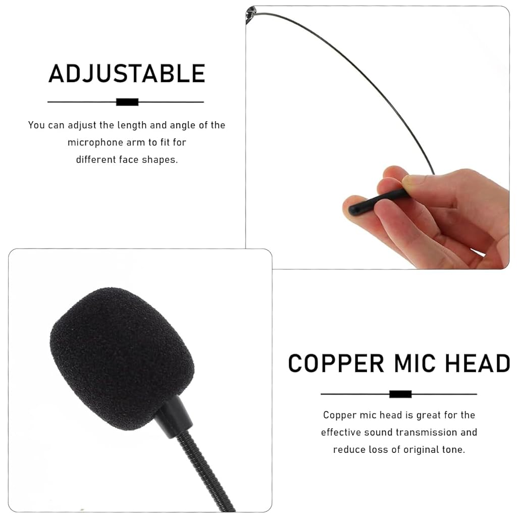 ZORBES® Headset Microphone for Voice Amplifier Flexible Gooseneck Boom Microphone for Voice Amplifier Nylon Woven Cable Design Plug and Go Universal 3.5mm Headset Microphone