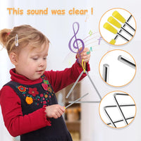 PATPAT® Triangle Instrument 3 Sizes Percussion Instrument Hand Percussion Triangles with Striker Early Musical Sensory Instrument for Kids, Mindfulness Class Musical Triangle Instrument