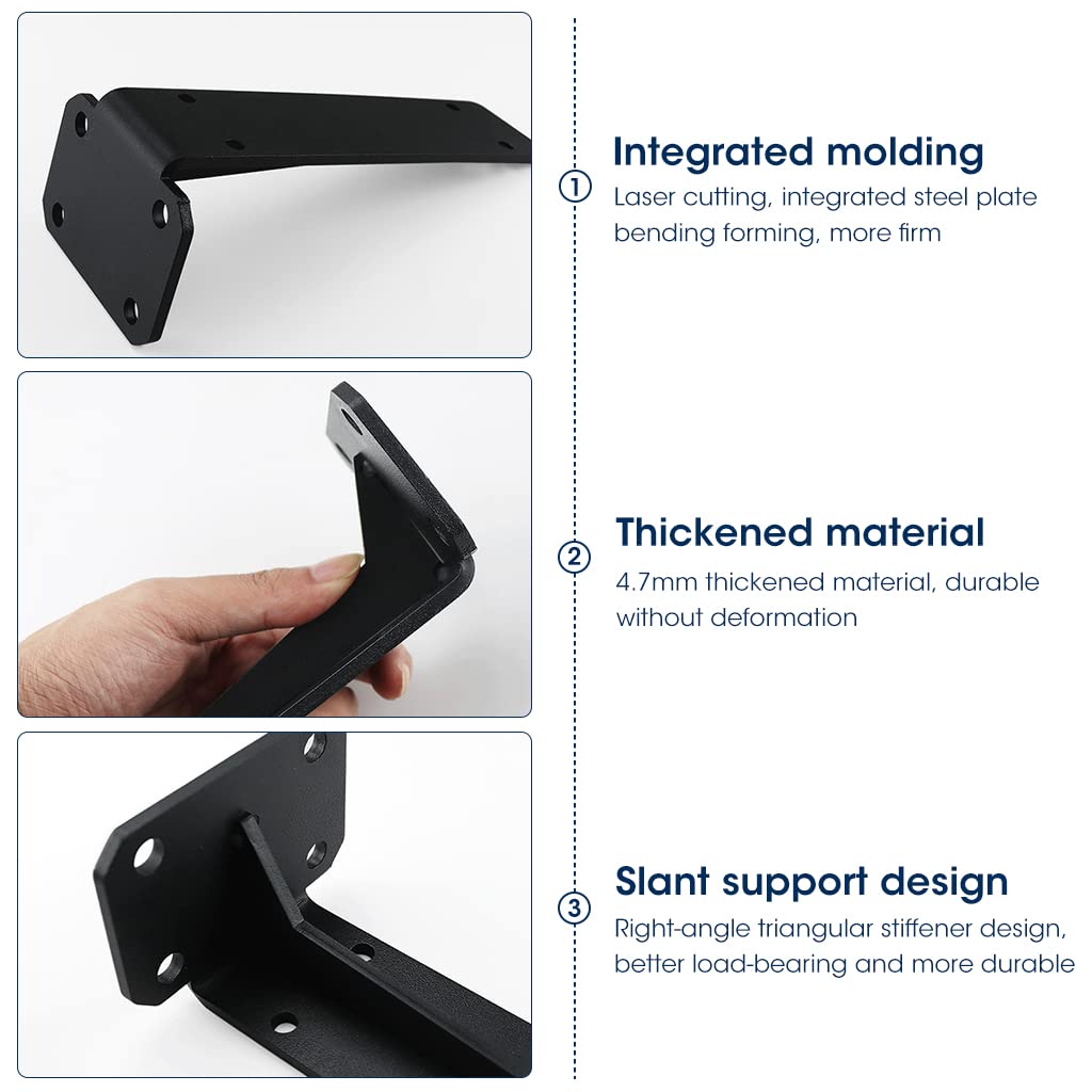 HASTHIP 1 Pack Shelf Brackets, Black Floating Shelves Brackets Heavy Duty with Screws, 90 Degree Angle Metal Shelf Brackets & Supports, Shelf Brackets with Modern Iron Finish