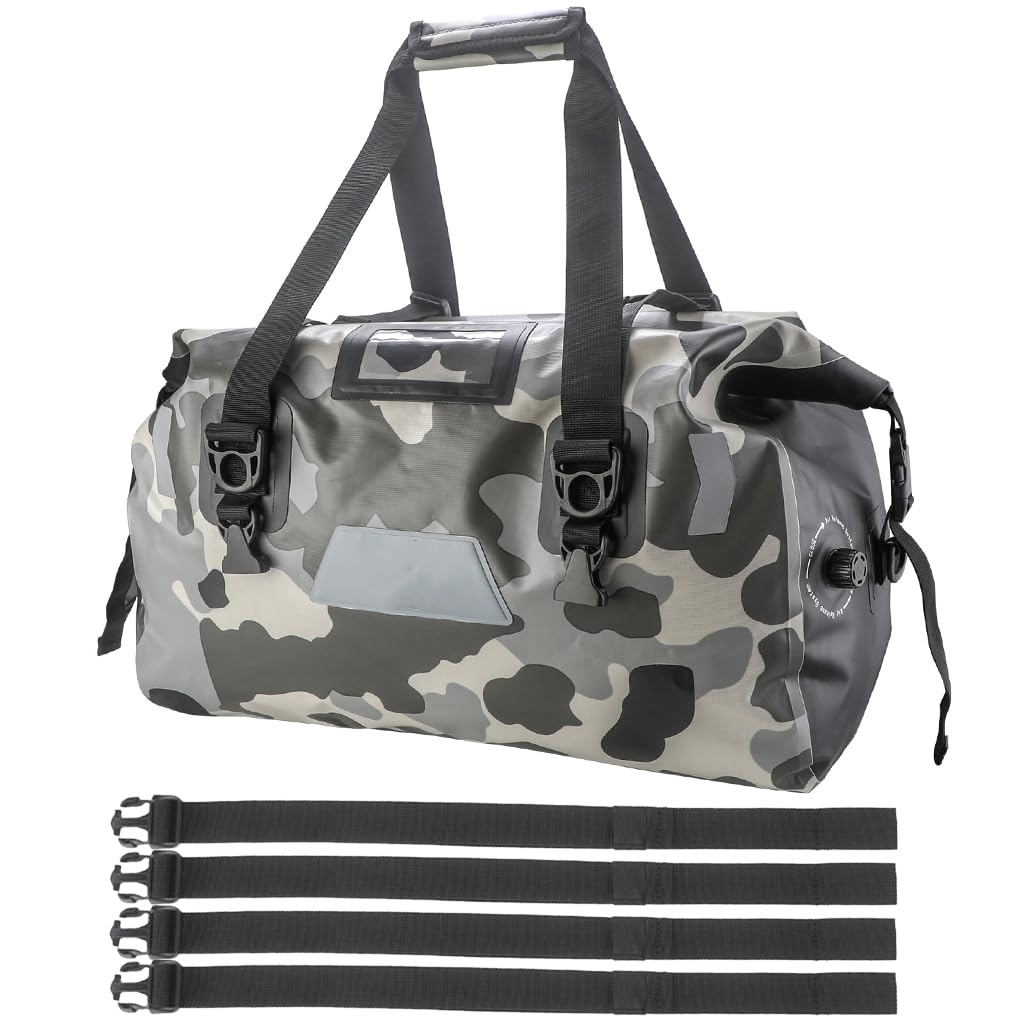 STHIRA Motorcycle Tail Bag Motorcycle Saddlebag Large 46L 500D Waterproof PVC Duffle Bag Travel Luggage Bag with Detachable Shoulder Strap Motorcycle Tail Bag for Motorcycle Road Trips