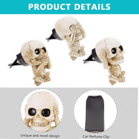 STHIRA® kull Car Air Fresheners Car Fragrance Air Freshener Cartoonish Car Air Fresheners Resin Skull Clip On Air Fresheners on Air Vent Funny Skeleton Car Air Fresheners Car Interior Decoration Gifts