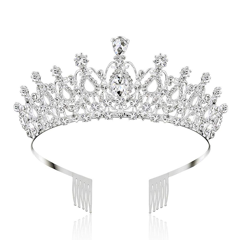 PALAY  Unisex Crystal Tiara Crown with Rhinestones Comb