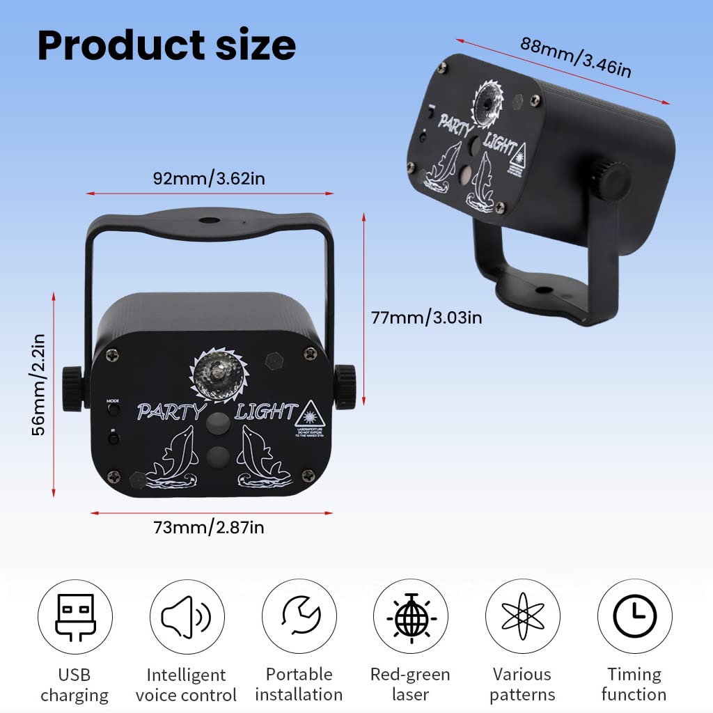 ELEPHANTBOAT RGB DJ Light Party Disco Light for Home Party with Laser Light Remote Control Led Disco Ball 60 Pattern 11 Color & 3 Sound Active Modes Dancing Light for Room Magic Lights for Diwali KTV