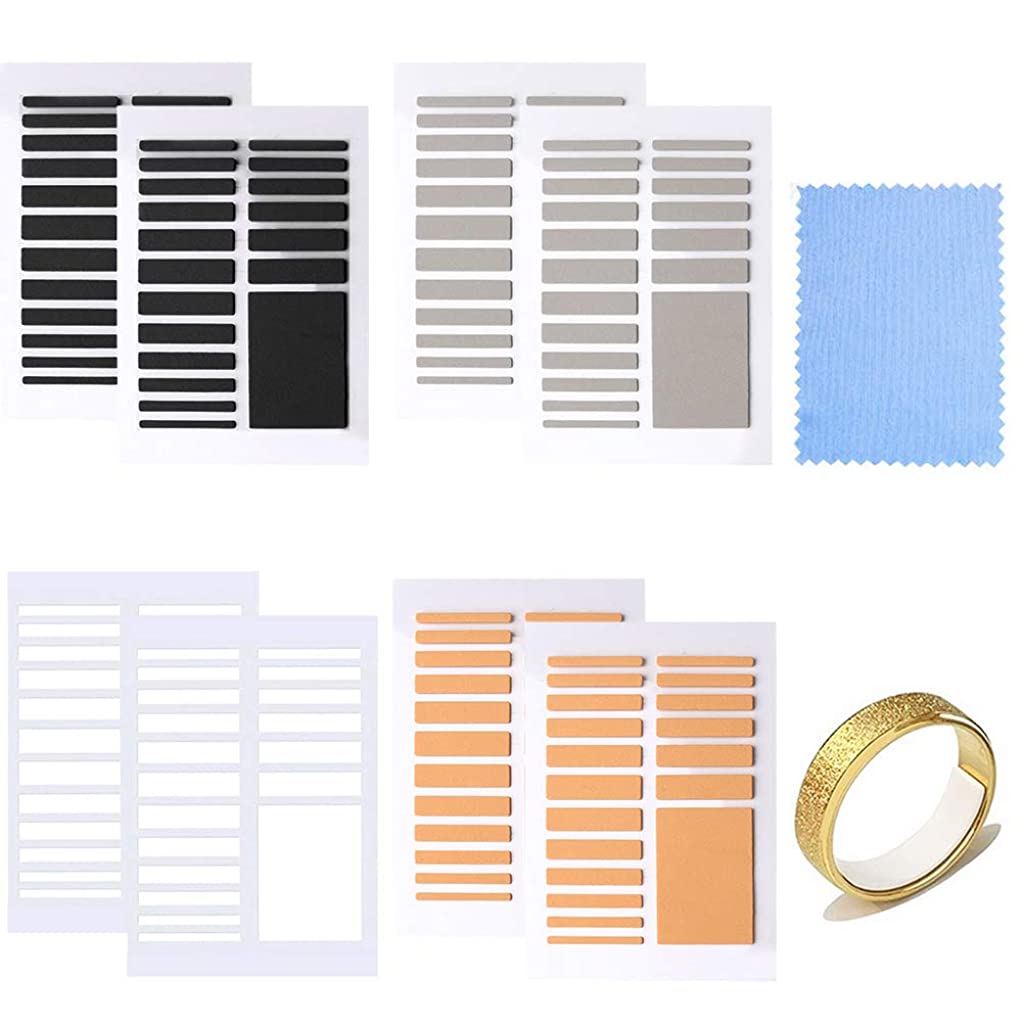 PALAY  8 Sheets Invisible Ring Sizer Loose Ring Size Adjuster with a Cleaning Cloth Adjusting Wide Rings, 4 Colors, 2 Kinds of Thickness(1mm, 1.5mm)