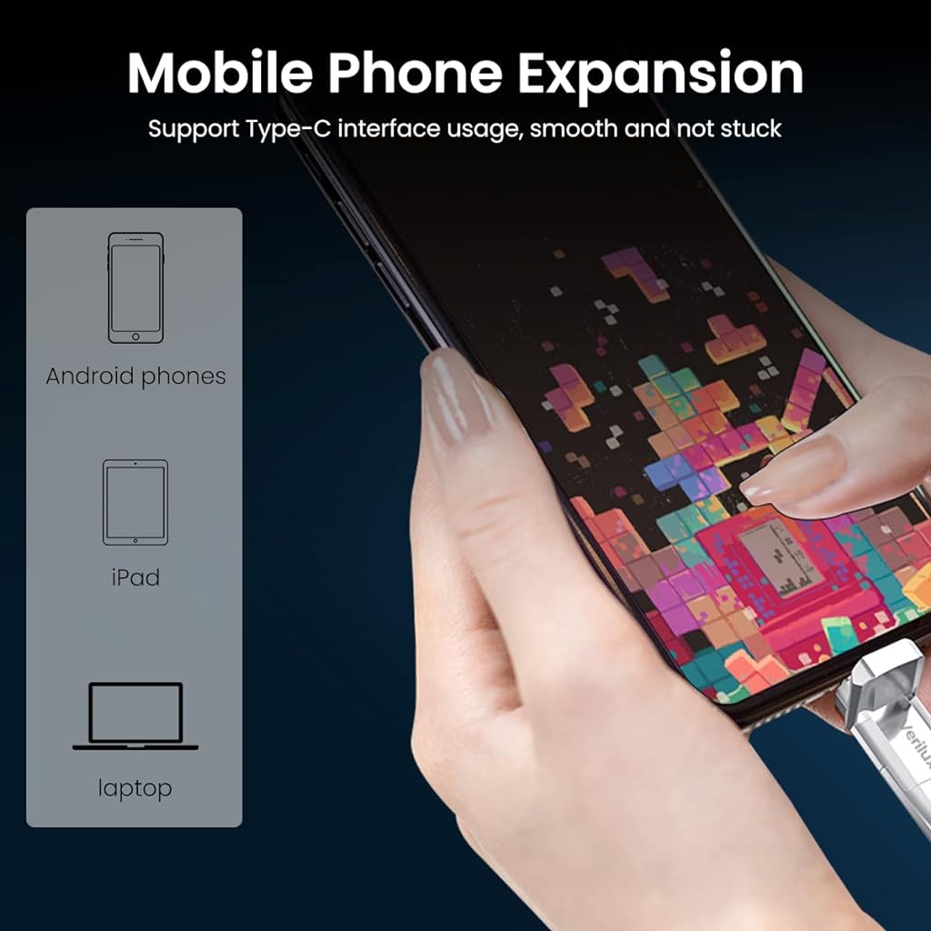 Verilux Pendrive 128GB 2-in-1 Flash Drive 128GB OTG Pendrive with USB 3.1 & Type C 500MB/s Super-Fast Transfer Speed Universal USB Mini External Flash Drive for Smartphone, Laptop, MacBook/Pro/Air PC