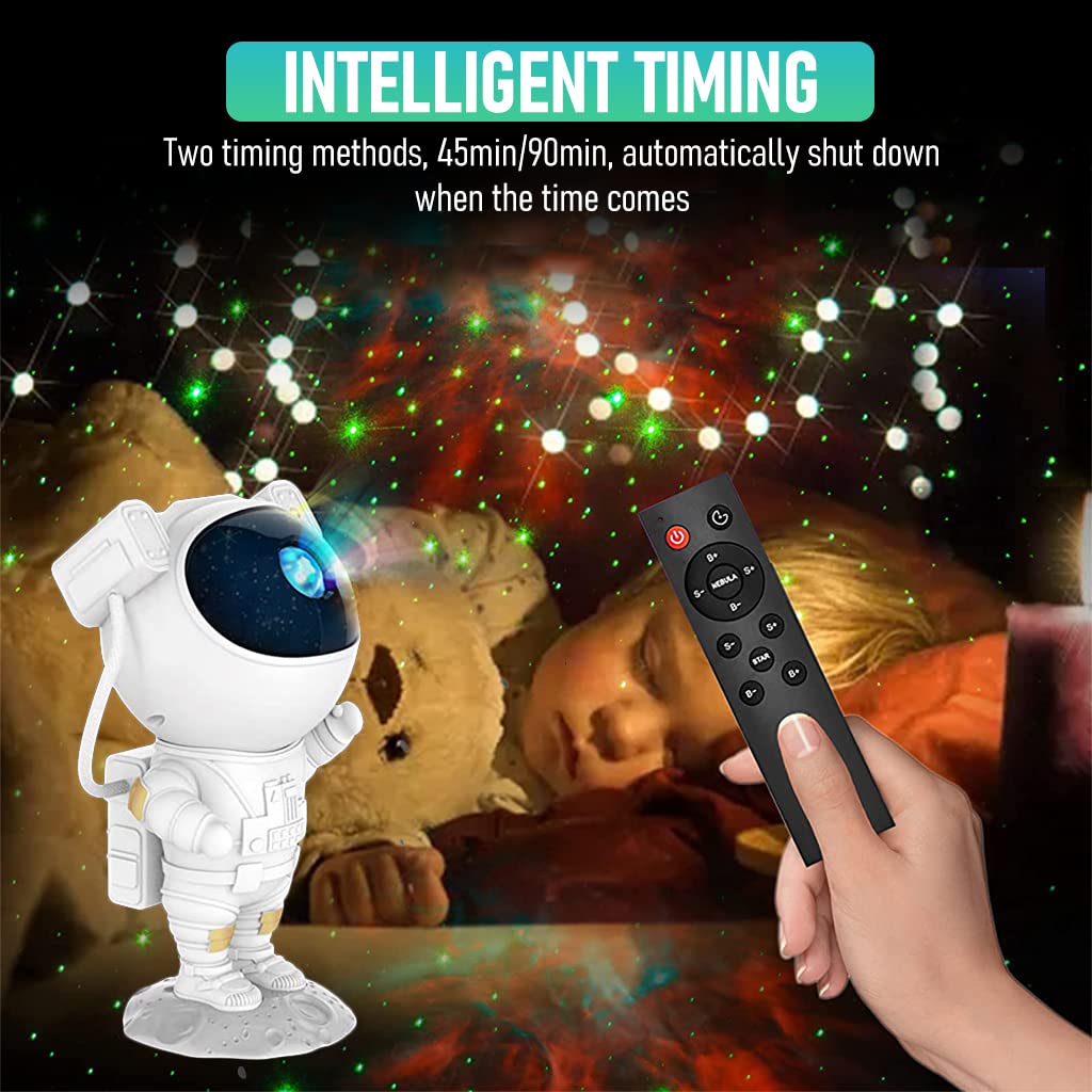 ELEPHANTBOAT Astronaut Projector Galaxy Night Light Projector Led Lamp with Remote Control 17 Modes Kids Planetarium Galaxy Projector for Bedroom with 2 Timer