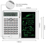 HASTHIP 2 in 1 Calculator with Erasable LCD Writing Pad, Double Row Number Large Display Desktop Calculators, Multi-Function Calculator Notepad for School Calculating (White)