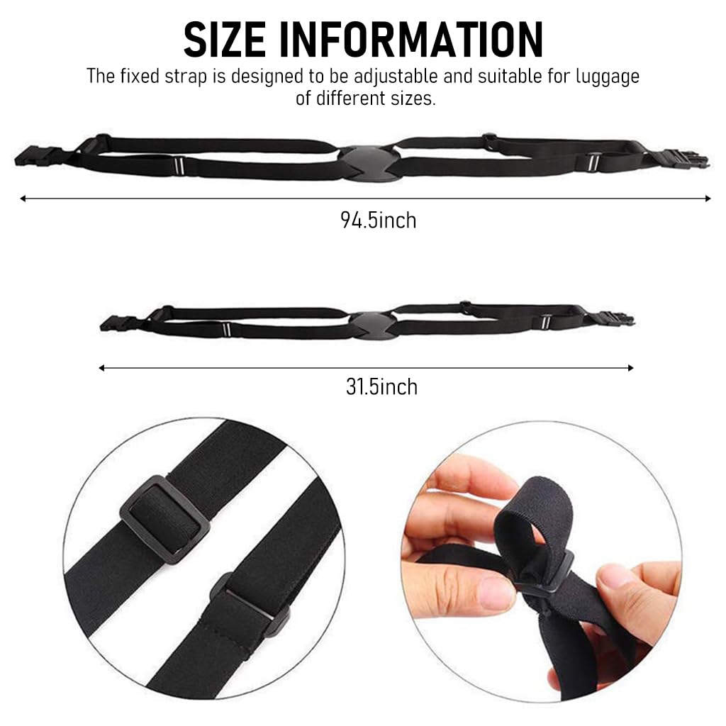 HASTHIP® 2Pcs Luggage Straps Bag Bungees for Add a Bag, Adjustable Elastic Travel Suitcases Luggage Bags Strap Belt with Buckles - Black