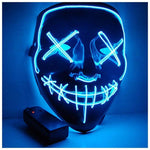 PATPAT  Halloween Mask LED Light up Mask for Halloween Festival Cosplay Halloween Costume Party Decorations (Blue)