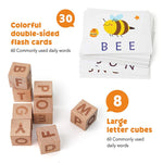 PATPAT  Spelling Puzzle Game, Wooden Matching Letters Toy with Flash Cards Words, Montessori ABC Alphabet Learning Educational Puzzle Gift for Preschool Boys Girls Kids Age 3-8 Years Old