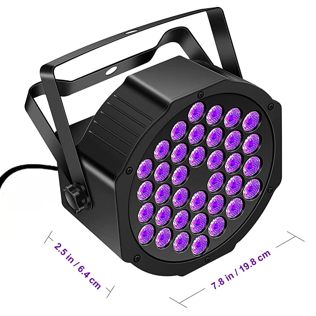 ELEPHANTBOAT® UV DJ Light Party Disco Light for Home Party with 36 LEDs Par Light DMX in&Out Control RGB Led Disco Ball Purple Color & Sound Active Dancing Light for Room Magic Lights for KTV Dancing