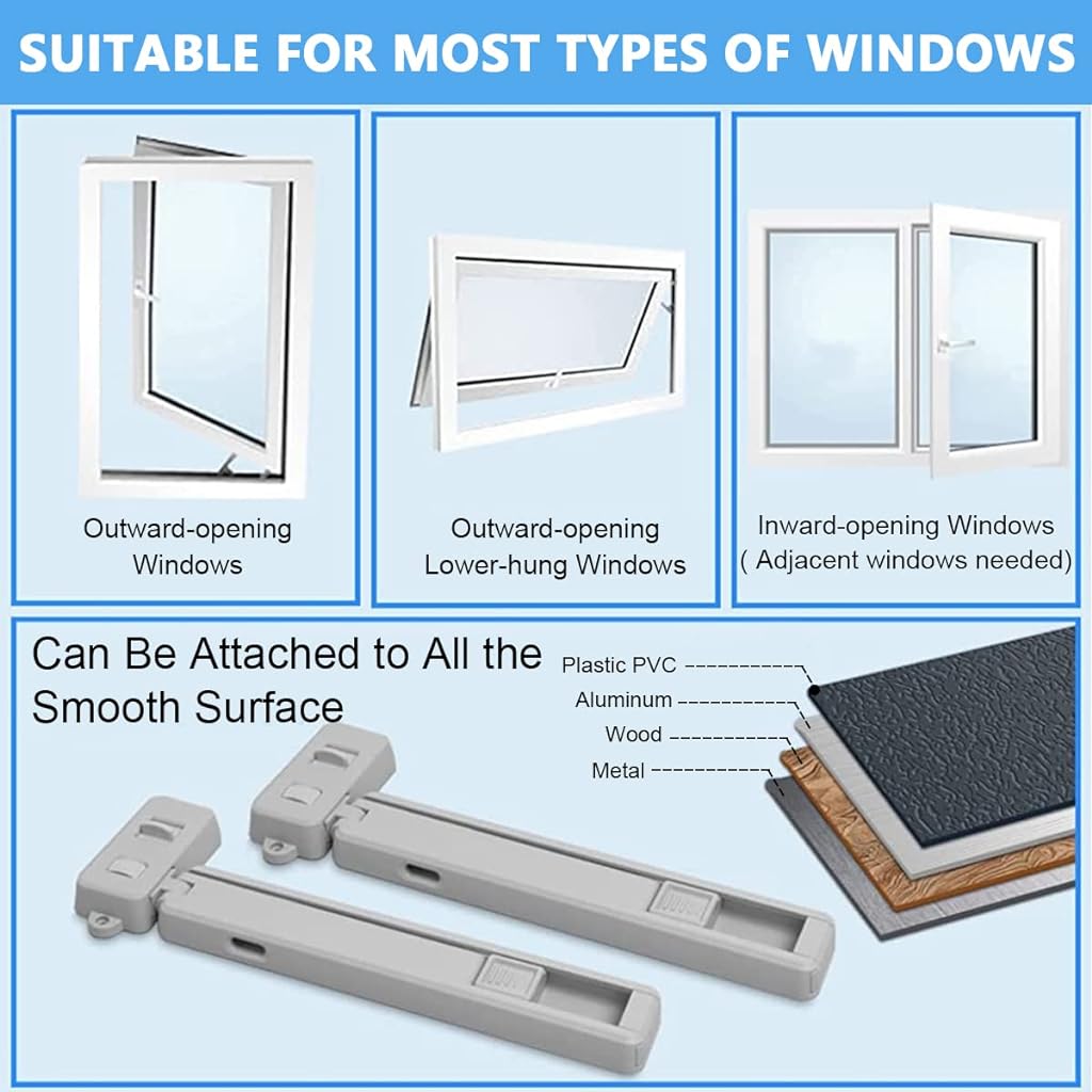 SNOWIE SOFT Window Lock Children Protection Window Restrictor Child Safety Window Stopper Falling Prevention Locks Limiter and Adhesive No Tools Need or Drill, Style A
