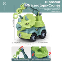 PATPAT Dinosaur Car Toy for Kids, Dinosaur Toys for Kids, Assembly Dinosaur Toy with Mini Toy Screwdriver and Wrench, STEM Building Blocks Toy Birthday Gifts for Boys Girls 3+ Years Old-Triceratops