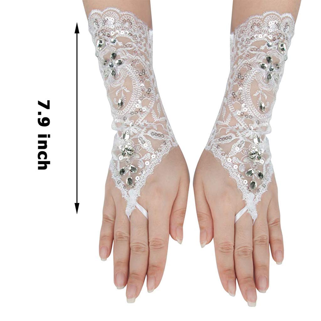 PALAY  Unisex Fingerless Wrist Length Lace Gloves