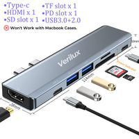 Eleboat® 7 in 2 USB C Hub for MacBook