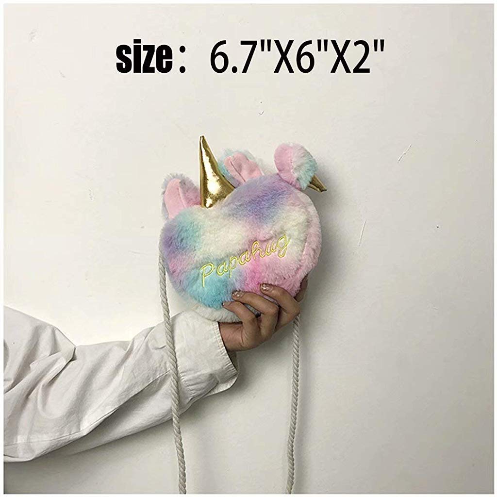 STHIRA® Plush Stuffed Unicorn Crossbody Purse Rainbow Multicolored Shoulder Bag Girls Gifts