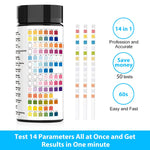 Qpets® 50pcs Water Testing PH Testing Strips, 14 in 1 Water Testing Kit Aquarium Test Strips Professional Freshwater Water Testing Kit for PH GH&KH Nitrite Nitrate Chlorine Carbonate