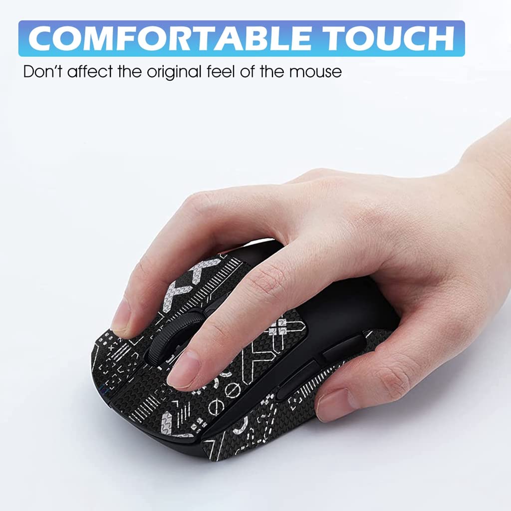 Verilux® Mouse Grip Tape for Logitech G Pro Wireless Mouse Pre-Cutted Self-Adhesive Mouse Grip Tape Sweat-Proof Anti-Slip Non-Fading Gaming Mouse Skin Cool Mice Upgrade Kit (Mouse is NOT Included)