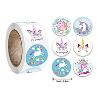 HASTHIP  500pcs Unicorn Stickers for Kids Cute Unicorn Label Stickers 1 inch Self Adhesive Decoration Stickers for School/Birthday Party/Book/Gift Bag Decorations