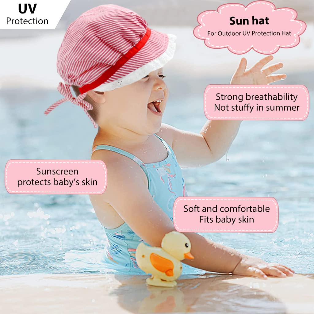 SNOWIE SOFT® Baby Hats for Girls, Sun Hats for Baby Toddler Girls, Summer Hat Lovely Print Lace Edging Bucket Hat for Outdoor UV Protection Hat