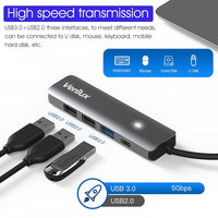 Verilux® USB C Hub 5 in 1 Type C Hub Portable Multiport USB C Adapter with 4K@30Hz HDMI Output, USB 2.0/3.0 Ports,USB C 100W PD for MacBook Pro/Air M1, iPad Pro 2021