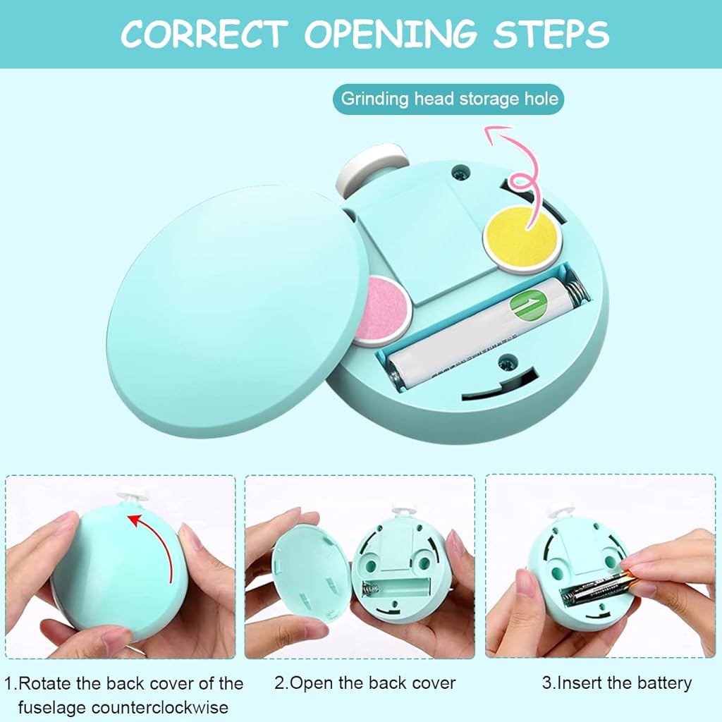 SNOWIE SOFT Baby Nail Trimmer New Born, Electric Nail Cutter with 6 Grinder Bit for Kids Manicure Kit Nail Clippers Painless Safe Effective, Toenail and Fingernail, Without Battery