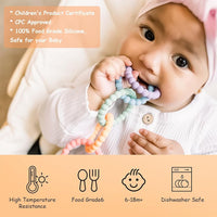 SNOWIE SOFT® Silicone Loop Teether for 6 to 12 Months Baby Baby Teethers for 3 to 6 Months Bpa Free Foodgrade Loop Toy for Baby Anti-Lost Baby Teether Toy Attachable Baby Teether Toy for 0-24 Months