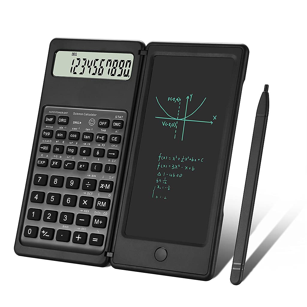 Verilux® 2 in 1 Function Science Calculator, Science Office Calculators with LCD Writing Tablet, LCD Writing Pad Large Display Desktop Calculators, E-Note Pad Calculators for Students