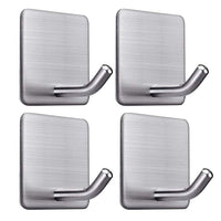 Supvox  Self Adhesive Hooks, Heavy Duty Stainless Steel Waterproof Towel Hooks Stick on Hooks Wall Hangers Sticky Hooks for Hanging Bathroom Kitchen Home-4 Packs