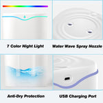 HANNEA  Humidifier for Room Moisture 2L 28dB Silent Humidifier for Plants Indoor Household Ultrasonic Cool Mist Humidifier Desktop Humidifier with Double Spray Nozzle 7-Color RGB Night Light Auto Shut-Off