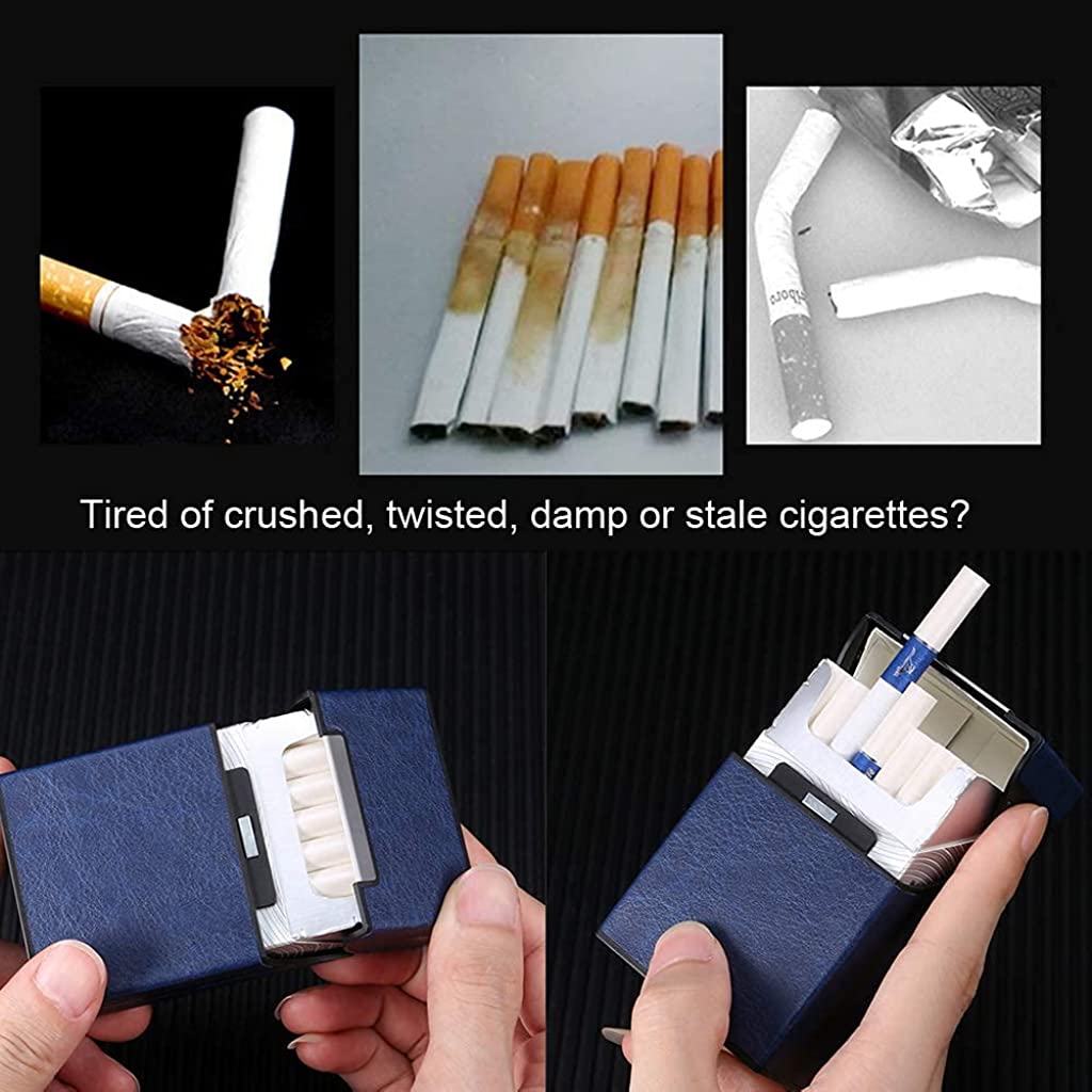 GUSTAVE King Size PU Leather Cigarette Case with Flip Top Closure Pocket Carrying Cigarette Hard Box and Holder for Whole Package Cigarettes 20pcs Design Fancy Style Box
