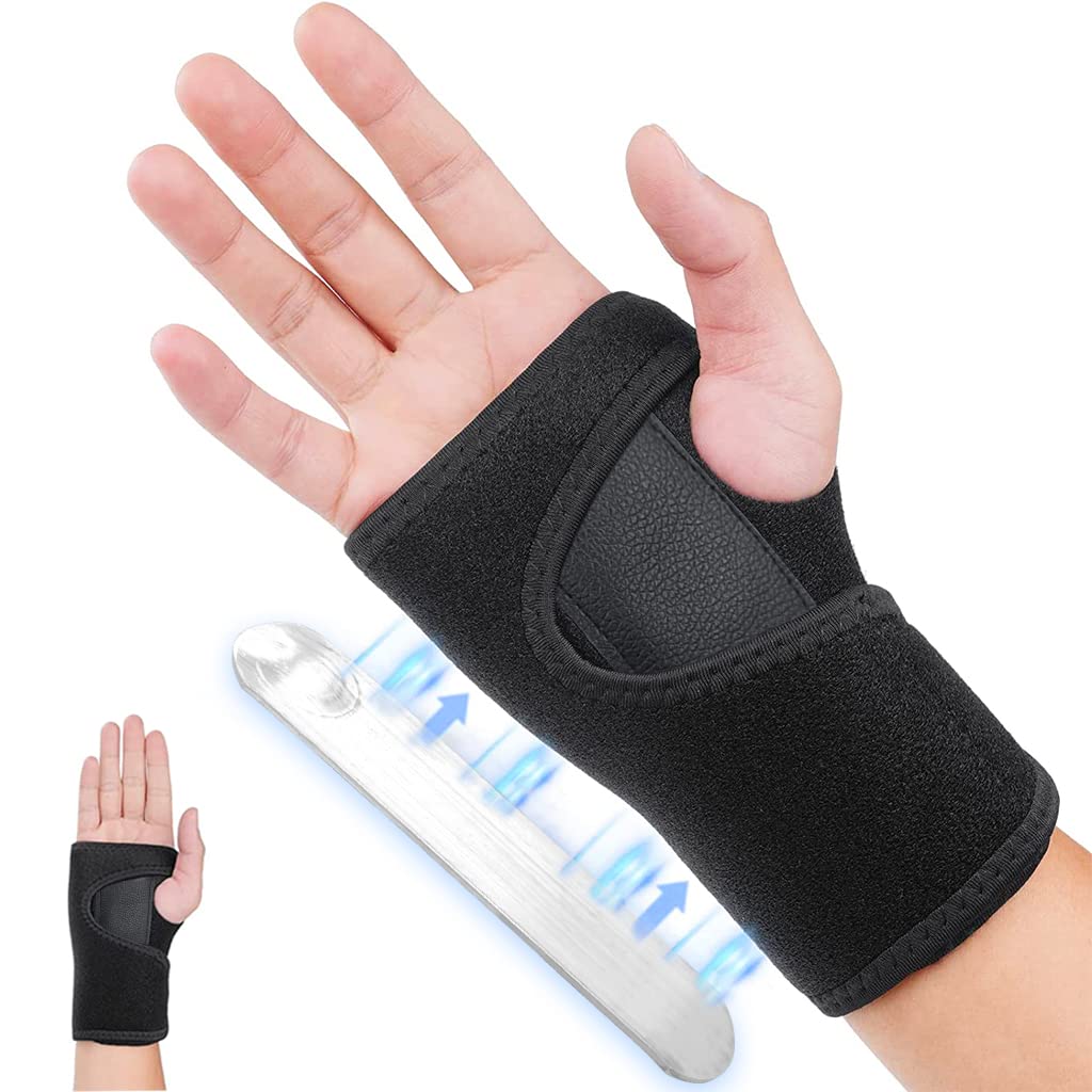 ZIBUYU Wrist Support, Right Wrist Support for Pain Relief Built in Metal Brace Adjustable Compression Wrist Support Sprained Wrist Support for Men and Women (right wrist support)
