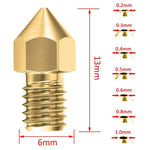 ELEPHANTBOAT  22Pieces 3D Printer Extruder Nozzle MK8 for Makerbot Creality CR-10 7 Different Size 0.2 mm, 0.3 mm, 0.4 mm, 0.5 mm, 0.6 mm, 0.8 mm, 1.0 mm