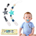 SNOWIE SOFT® Infant 2Pcs Pacifier Beads Chain With Clip Silicone Soother Toy Pacifier Clip Baby Silicone Paci Clip Teething Relief Teether Toy Pacifier Anti Lost Clip Teething Toy