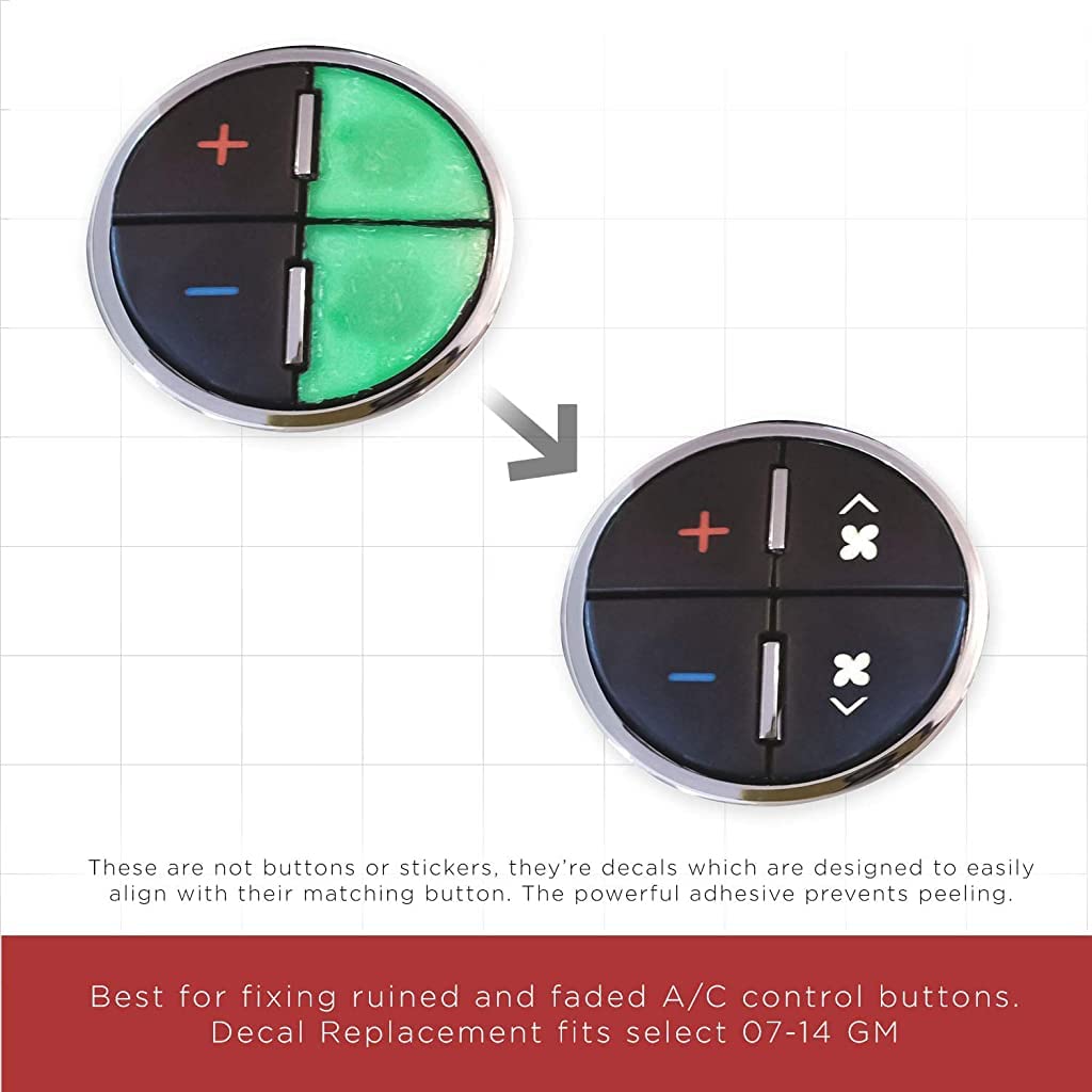 ZIBUYU AC Dash Button Sticker Repair Kit, 19 Dashboard Button Icon Sticker Replacement Decal for Fixing Ruined Faded A/C Control Buttons, Fits 07-14 GM Vehicles Car SUV Truck Accessories