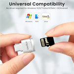 Verilux® Micro SD Card Reader Mini Type C Card Reader TF Card Reader with Keychain USB C to Micro SD SDHC SDXC OTG Memory Card Reader Compatible with Laptops, MacBook, Samsung Galaxy Note 20 - Silver