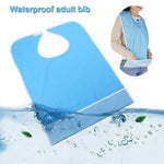 ELEPHANTBOAT  PVC Waterproof Adult Mealtime Bib Reusable Washable Fast Dry Bid Clothing Protector (Light Blue)