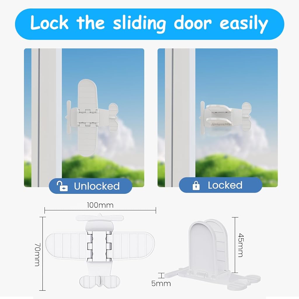 SNOWIE SOFT® 4pcs Sliding Door Child Lock, Window Child Safety Locks, Baby Proof Windows Locks, Sliding Door Lock for Child Safety