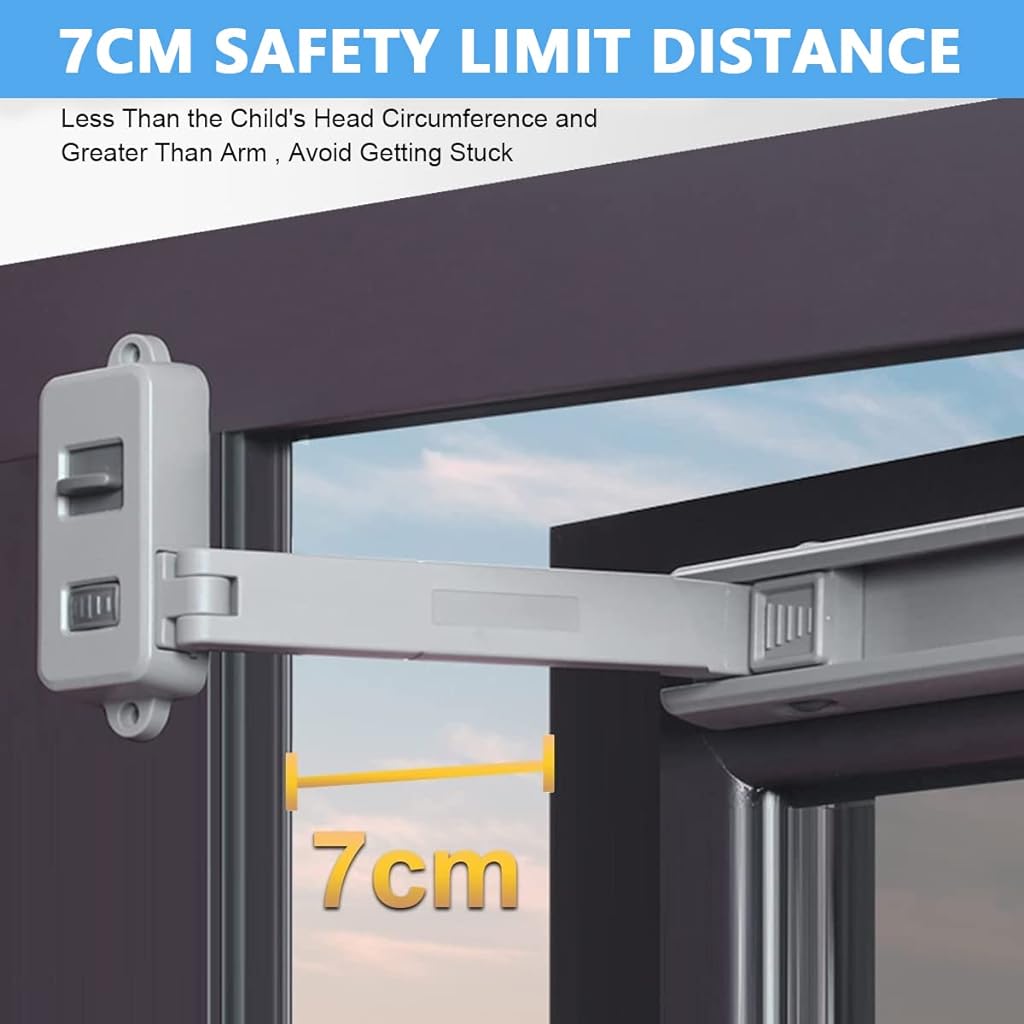 SNOWIE SOFT Window Lock Children Protection Window Restrictor Child Safety Window Stopper Falling Prevention Locks Limiter and Adhesive No Tools Need or Drill, Style A