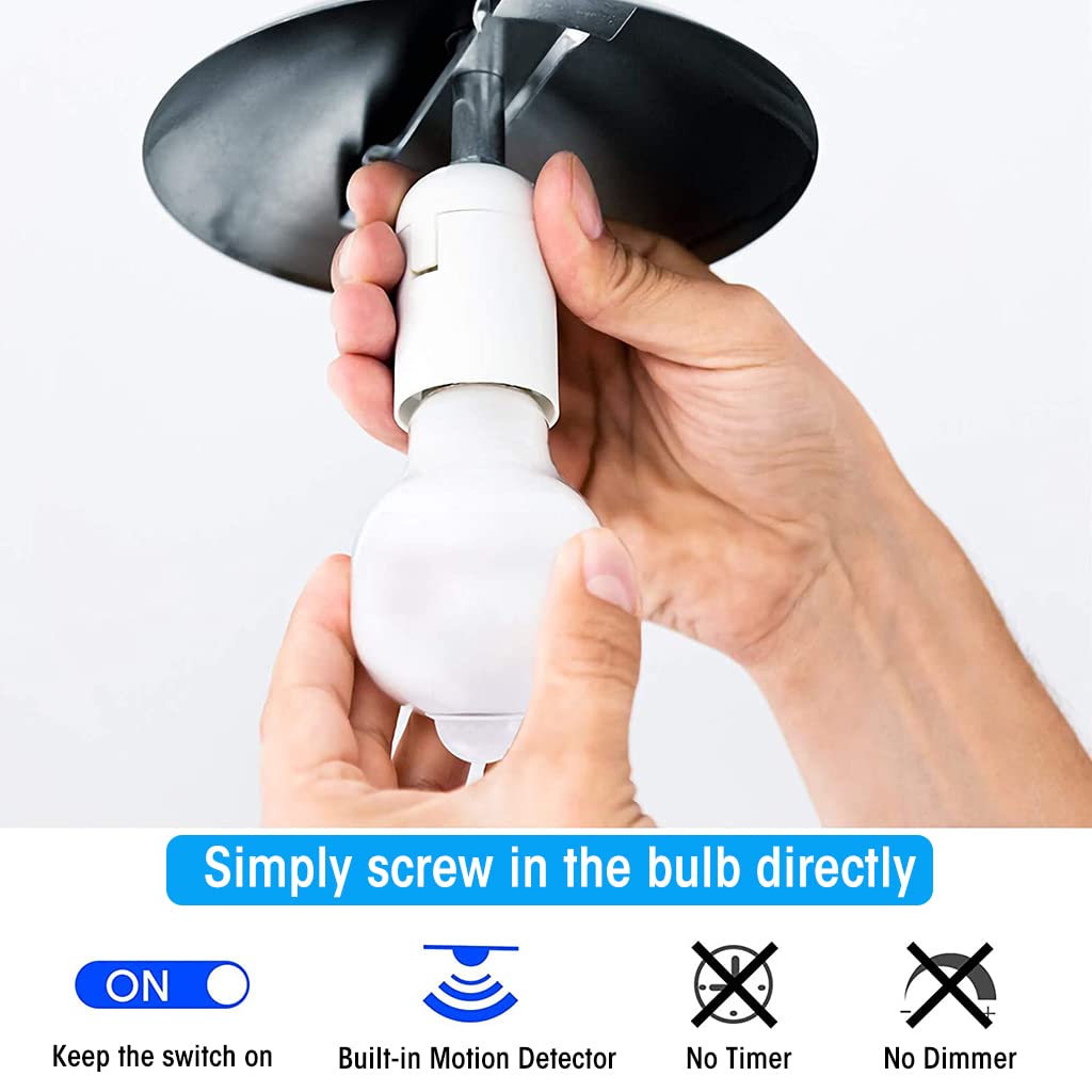 ELEPHANTBOAT 9W Motion Sensor Bulb B22 LED Light Bulb, Motion Induction Light Bulb Energy Saving Light Bulb White Light B22 Light Bulb for Room, Entrance, Porch, Stairs, Garage