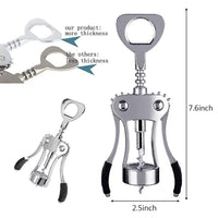 HASTHIP  Multifunctional Wing Corkscrew Wine Bottle Opener for All Cork Stoppered and Beer Cap Bottles Luxury Waiter Corkscrew with Stopper Set