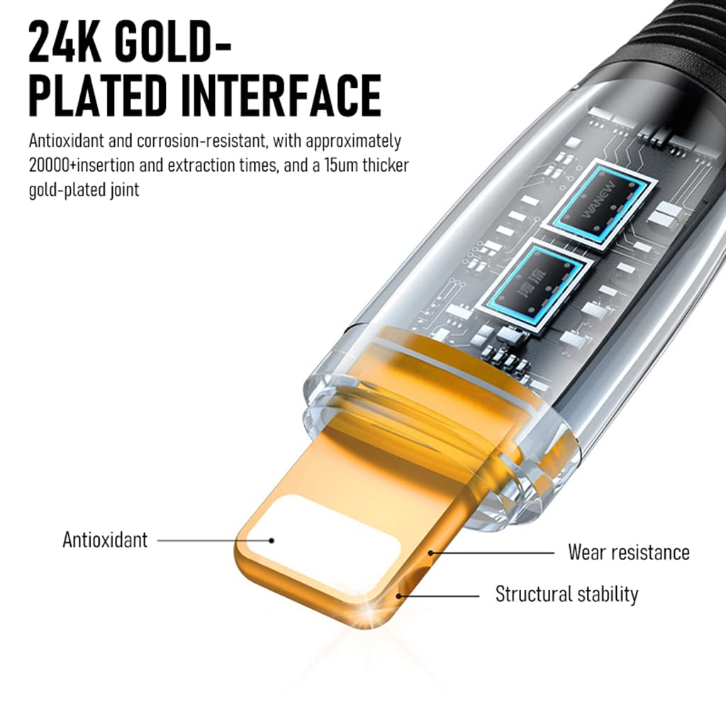 Verilux Type C to Light-ning Cable 3.9Ft USB C to Light-ning Cable Transparent Design i-phone Charger Cable 30W Fast Charging for i-Phone 14/14 Pro/14 Pro Max/13 12 Pro Max/11/ SE/XR, AirPods, iPad