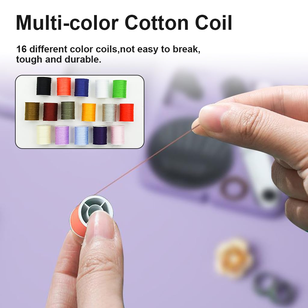 ELEPHANTBOAT Sewing Kit Portable, 21pcs Sewing Kit Box for Home Use Travel Use Portable Sewing Kit with Storage Case Stitching Kit with 16 Spools of Thread, Scissors, Thimble, Threader, Tape Measure