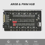 Verilux® ARGB and PWM Fan HUB, 10 Ports for Addressable RGB Lighting, 1 to 6 Multi Way backplane Splitter 5V/3PIN Case Fan Hub Adapter, 3-Pin PC PWM Fan Hub CPU Cooling HUB Controller Fan Hub Splitter