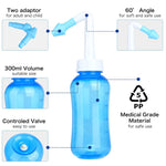 HANNEA  300 ML Neti Pots for Sinus Nose Wash Cleaner Pressure Rinse Nasal Irrigation BPA Free with 30 Nasal Wash Salt Packets and Sticker Jal Neti For Adults Children Nose Care