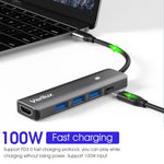 Verilux® USB C Hub 5 in 1 Type C Hub Portable Multiport USB C Adapter with 4K@30Hz HDMI Output, USB 2.0/3.0 Ports,USB C 100W PD for MacBook Pro/Air M1, iPad Pro 2021