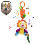 SNOWIE SOFT  Baby Soft Hanging Rattle Crinkle Squeaky Toy Car Seat Stroller Toys with Teethers Plush Animal C-Clip Ring for Infant Babies Boys and Girls 3 6 9 to 12 Months (Multi-Colour-Lion)